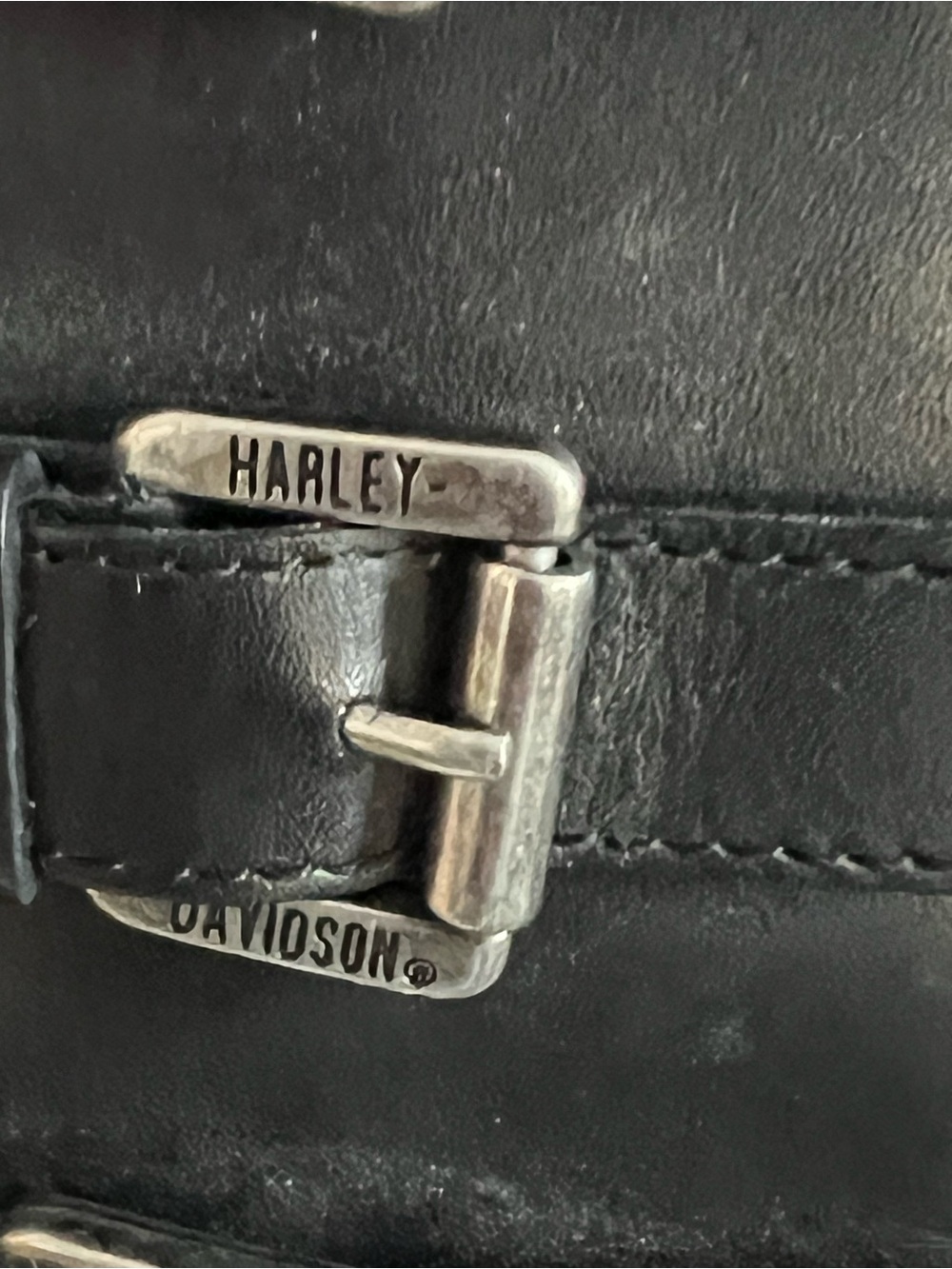 Harley-Davidson Black Leather Mid-Calf Heeled Boots with Buckle Straps - Picture 4 of 4